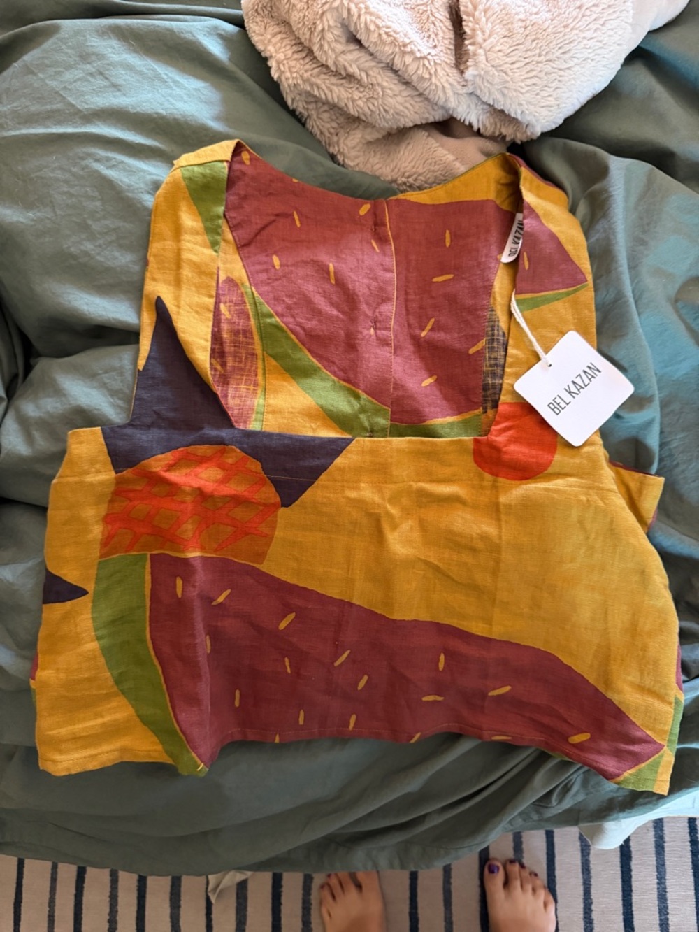 Bel Kazan Women's Mustard Abstract Print Tank Top